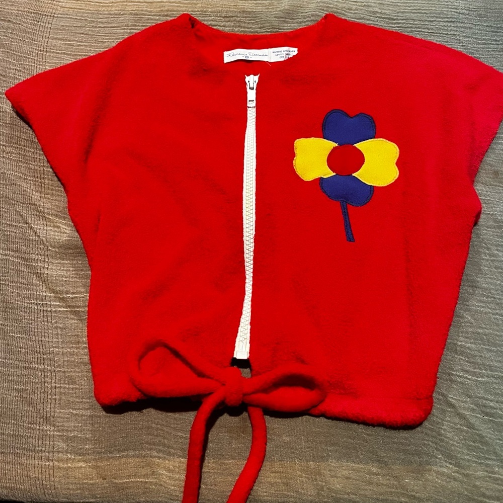 Florence Eiseman Red Zip Up Flower Top
